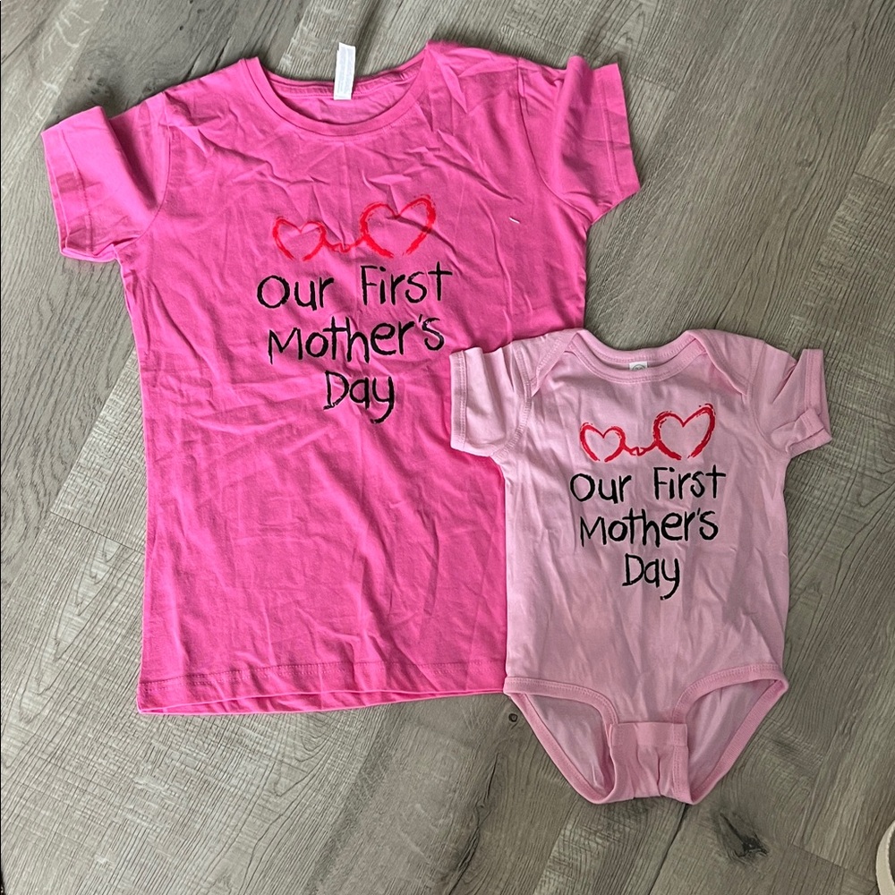 Pink Mother's Day Matching T-Shirt and Onsie